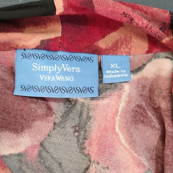 Simply Vera Vera Wang Red Floral Blouse - Picture 7 of 9